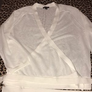 Sheer white wrap sweater